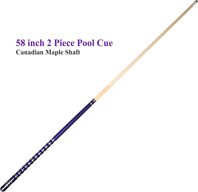 58" Pool Cue Stick,13mm 2-Piece Maple Hardwood Ergonomic Design Billiard Cues Kit,19/20/21oz