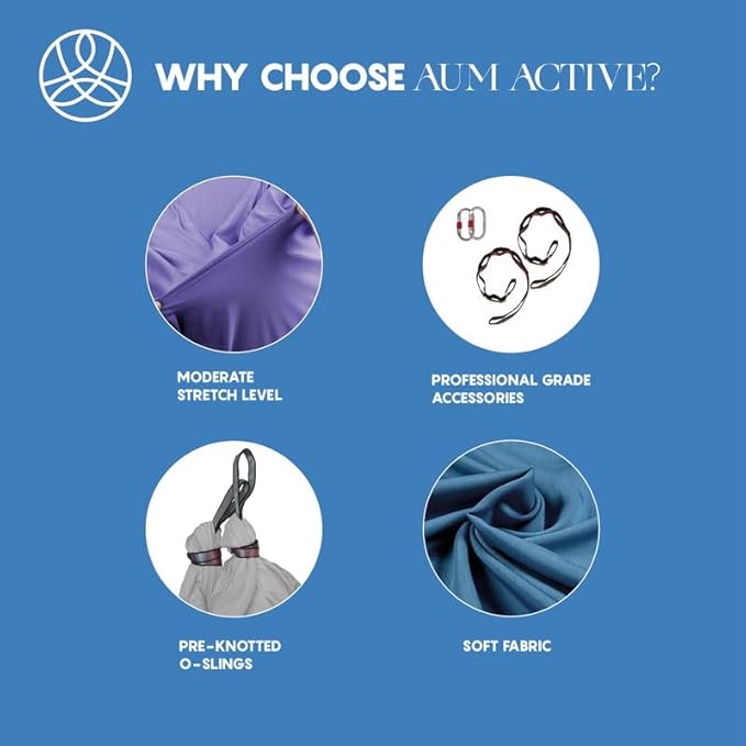 Aerial Silk Yoga Hammock & Swing for Home, Inversion Exercises, Starter Kit for All Levels - Durable with Extension Straps, Carabiners, and Pose Guide