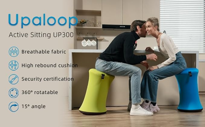 ADHD Wobble Stool, Yoga Ball Chair, Ergonomic Active Sitting Stool for Adults,Kids, Improves Focus, Posture Balance Adjustable Height, Non-Slip Base for Home, School, Exercise, Yoga (Blue)