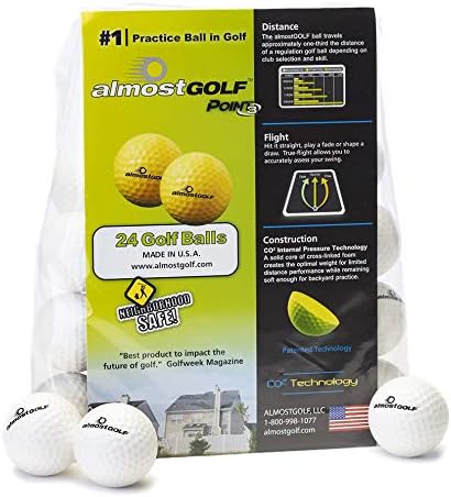 AG AlmostGolf Balls - Limited Flight Practice Golf Balls - (24 Pack) - Almost Golf Balls Foam Golf Training Aids for Indoor Or Yard Practice - Includes 24 AlmostGolf Balls with 5 Liberty Tees