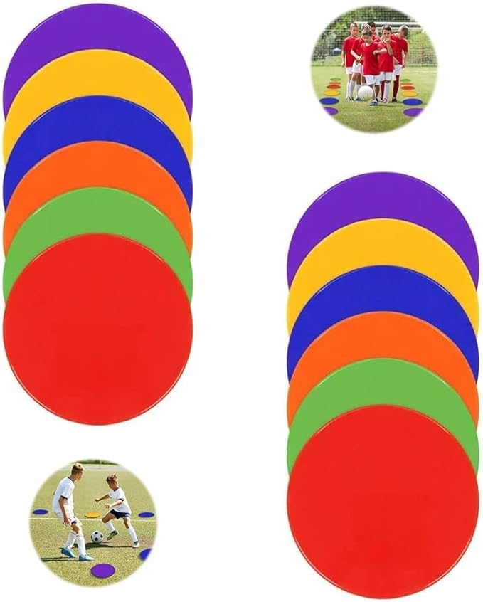 8 Inch Poly Vinyl Spot Markers, Non Slip Rubber Agility Markers Flat Field Cones Floor Dots,for Exercise Drills, Sports, Speed Agility Training -12 Pcs