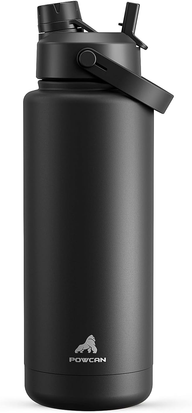 40 oz Insulated Water Bottle with 2-in-1 Straw and Spout Lid, Keep Cold 24H, Leak-Proof, BPA-Free, Double Wall Stainless Steel Water Bottle for Sports, Gym, Travel, and School (Dark Knight)