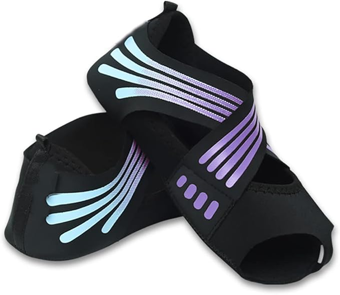 ABIRAM Yoga Socks Toeless Non-Slip Grips & Straps, for Pilates, Barre, Ballet, Bikram, Workout for Women