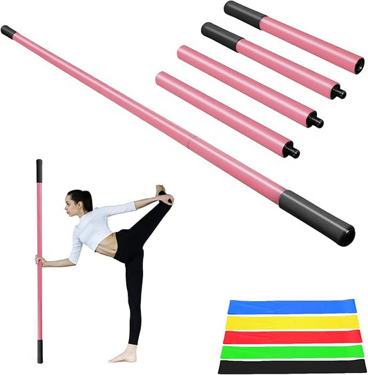 5ft Yoga Stick - Sturdy Steel Adjustable Stretching Stick for Mobility,Flexibility & Balance | Non-Slip Ends & Foam Handles | Exercise Pole for Fitness,Physical Therapy,Posture Correction