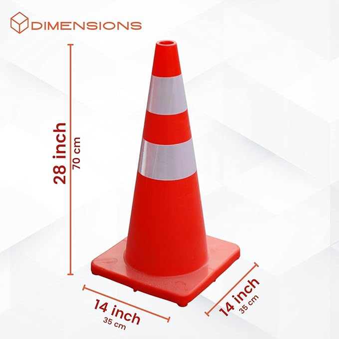 6, 9, 12, 18, 28 Inch Sports Training Traffic Cones - Durable Orange Cones for Soccer, Football, Basketball, Agility Drills, Parking, Safety, Road Use (Set of 12)