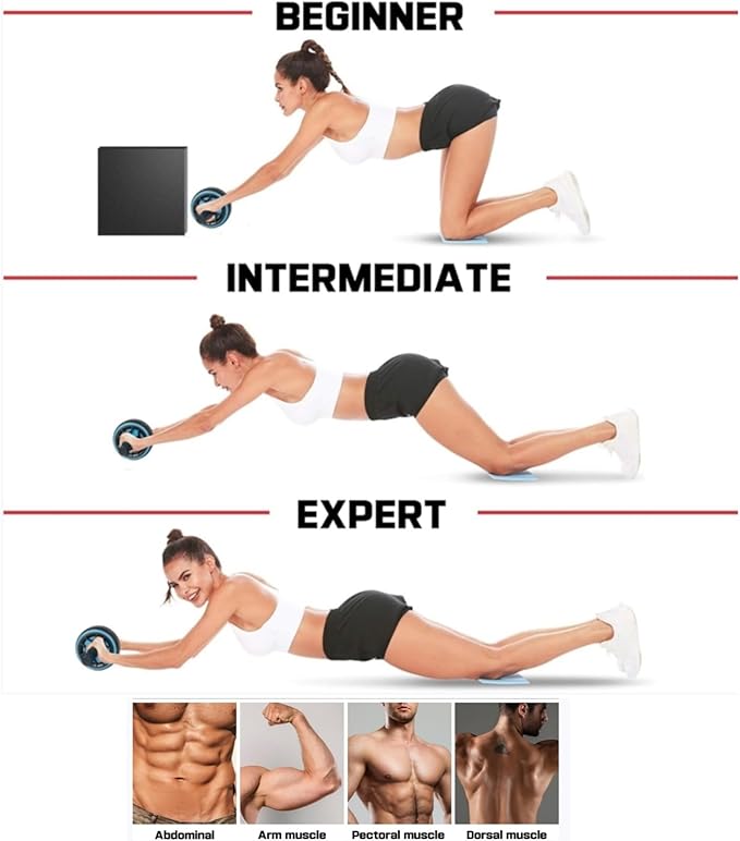 Ab Roller Wheel, Abdominal Wheel for Abdominal Exercise Machine, Arespark Home Gym Equipment for Core Workout, No Noise Ab Roller Exercise Equipment with Knee Mat and Foam Handle