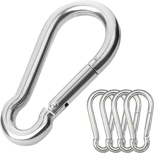 5PCS 3.15in Large Carabiner Clip, Stainless Steel Carabiner Heavy Duty, Spring Snap Hook, Locking Climbing Caribiners Clips for Gym, Plant Hanging, Outdoor Camping, Hiking. 600 lbs