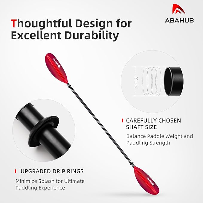 Abahub Kayak Paddle, 90.5 Inches Kayaking Oars for Boating, Canoeing with Free Paddle Leash, Aluminum Alloy Shaft Black/Blue/Green/Orange/Yellow Plastic Blades