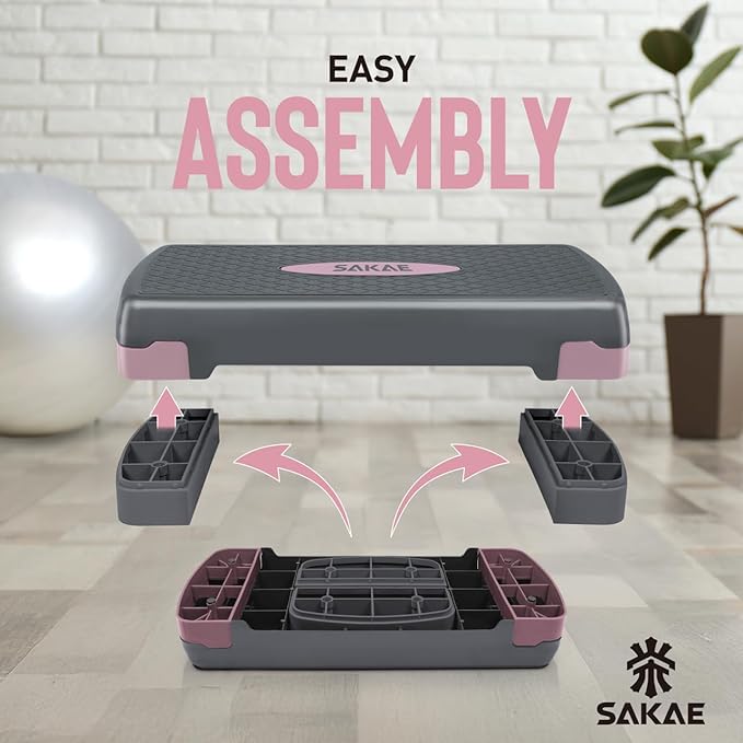 Aerobic Stepper Set with Dumbbells & Measuring Tape, Adjustable Height 2 Level Risers Workout Exercise Step Platform, 4 Colors, the Ultimate Gift for a Joyful Holiday and Merry Christmas