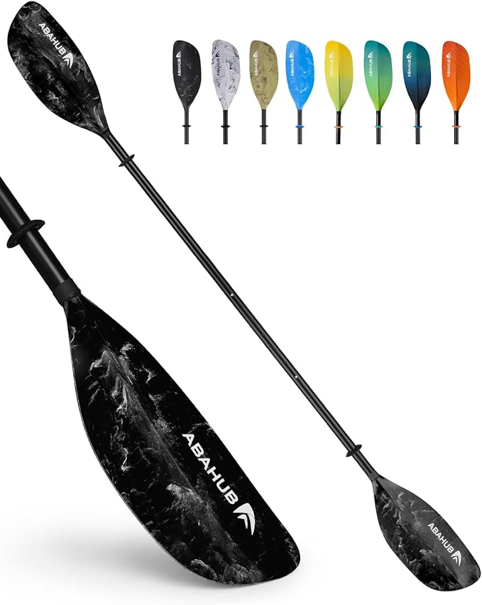 Abahub Adjustable Kayak Paddle 210-230 cm/ 230-250 cm Floating Kayaking Oars Boating Oars Canoeing Oars Black