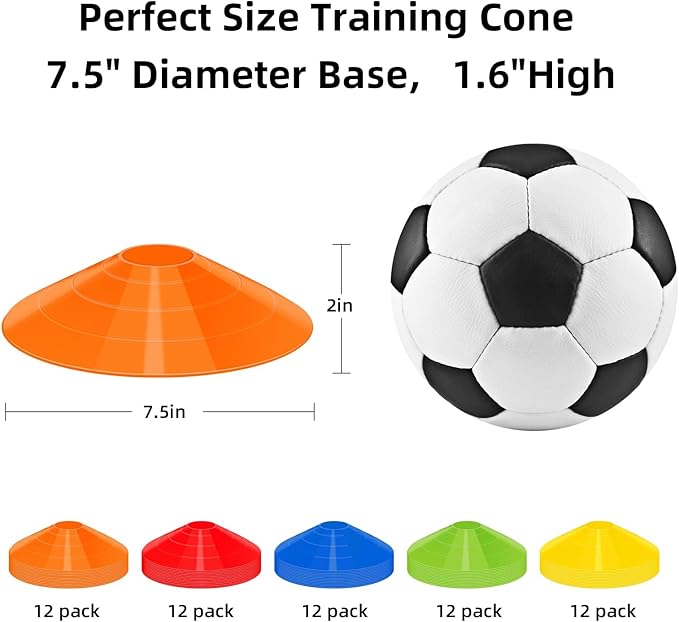 60/120 Pack Agile Soccer Cones with Portable Bags & Brackets,Sports Cones,Cone Sport,Agile Soccer Cones Used for Football Training…