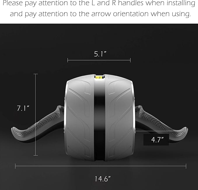 Abdominal Wheel Roller with Resistance Spring, 14.6"W Automatic Rebound Exercise Strength-Training Roller, Core Work-out Fitness Wheels with Knee Pad