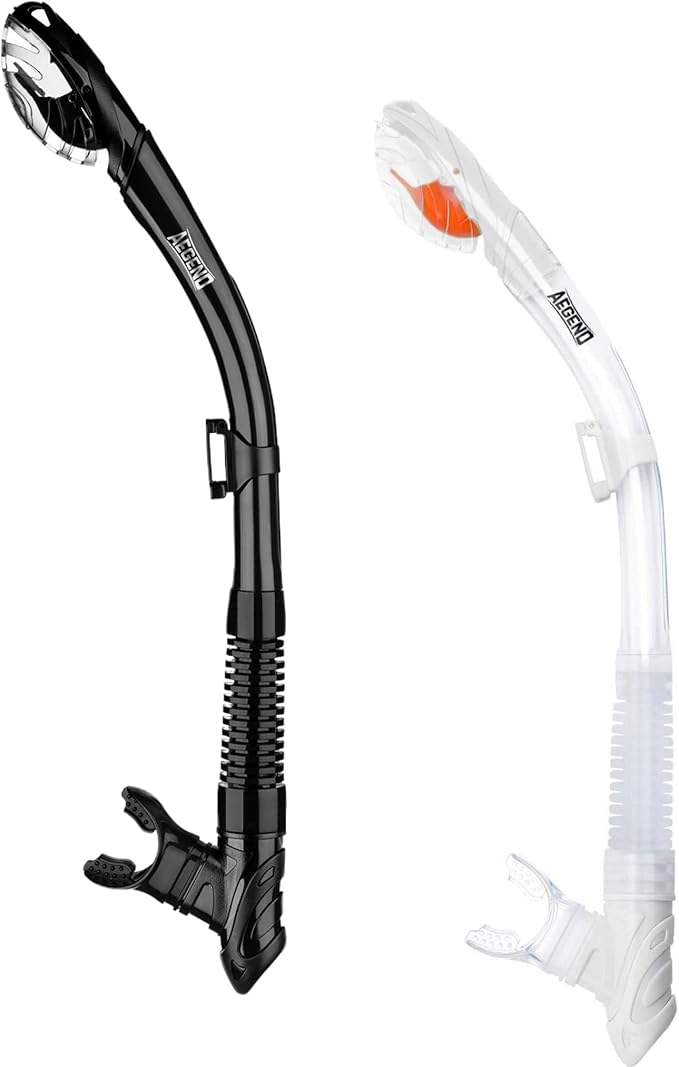 Aegend Dry Snorkel, Dive Mask Easy-Breath Free Diving Snorkel for Snorkeling Scuba Diving Freediving Swimming, with Top Dry Valve and Food-Grade Silicone Mouthpiece