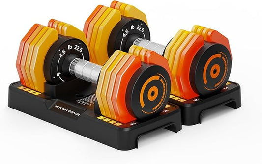 Adjustable Dumbbells Set 12.5LB/22.5LB Pair, 1-Sec Fast Adjustable 5 Weights by Turning Handle, Premium Comfort Non-slip Metal Dumbbells with Tray, Compact Size for Full Body Home Workout