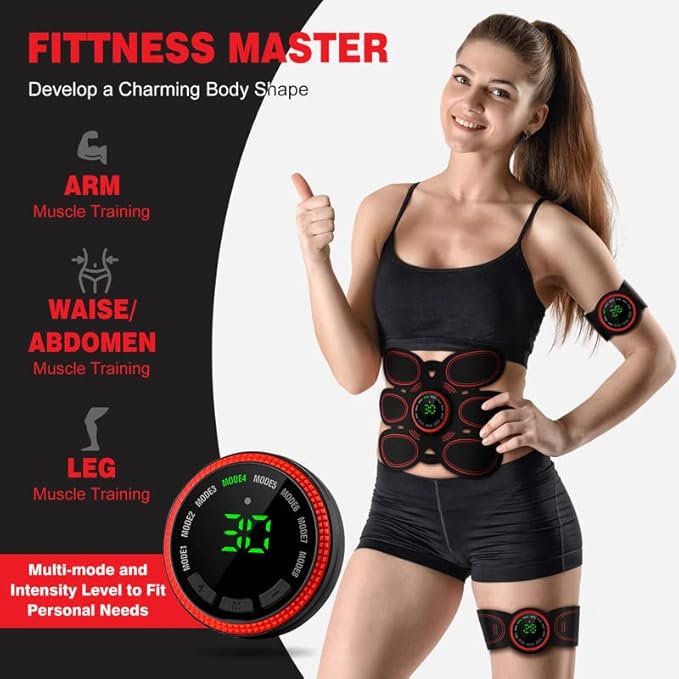 Abs Stimulator Muscle Toner, Ab Machine Trainer USB Rechargeable Gear for Abdomen/Arm/Leg, Fitness Strength Training Workout Equipment Men and Women DR6-E8