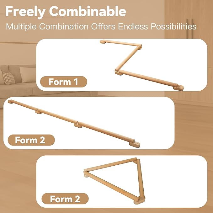 8 FT Adjustable Beech Wood Balance Beam for Indoor and Outdoor UseImprove Balance,Flexibility, Ankle Foot Strength for All Ages Physical Therapy for Plantar Fasciitis Relief