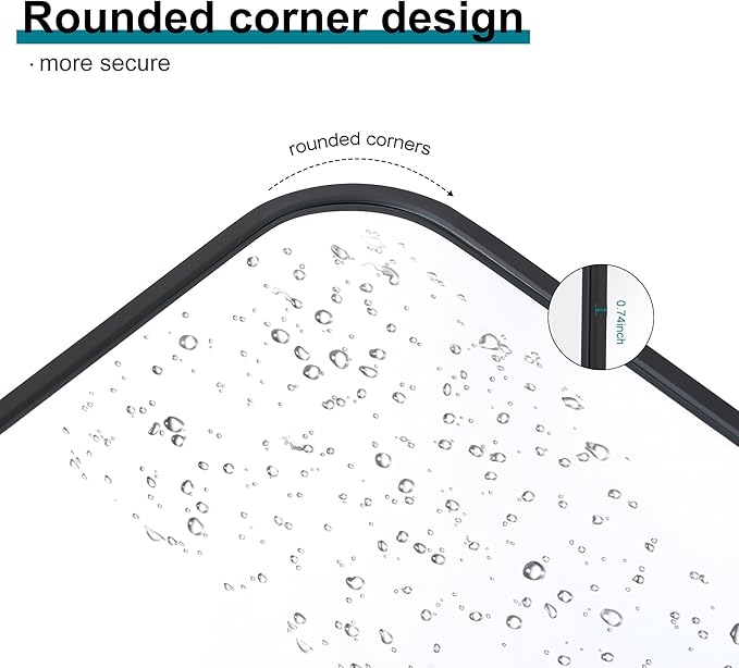 72" x 36"Bathroom Mirror, Matte Black Wall Mirror with Metal Frame, Decorative Rectangular Vanity Mirror for Bedroom Bathroom Living Room Entryway (Horizontal/Vertical)