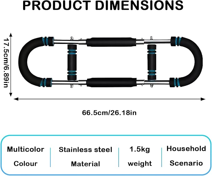 Adjustable Power Twister Bar 40-100lb, Home Gym Chest and Arm Workout Trainer with Ergonomic Foam Grip, Portable Muscle Strength Enhancer