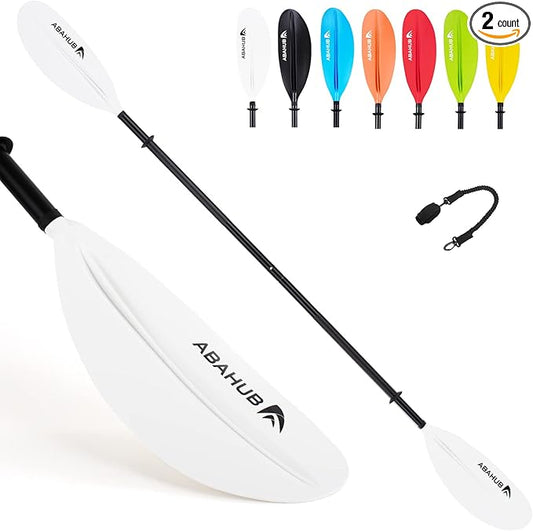 Abahub Kayak Paddle, 90.5 Inches Kayaking Oars for Boating, Canoeing with Free Paddle Leash, Aluminum Alloy Shaft Black/Blue/Green/Orange/Yellow Plastic Blades