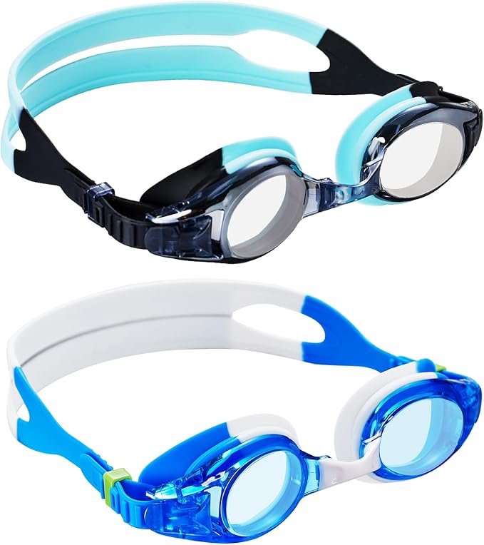 Aegend 2 Pack Kids Goggles, Swimming Goggles for Kids Age 4-16 Boys and Girls Youth, Anti-Fog Waterproof Anti-UV Pool Goggles