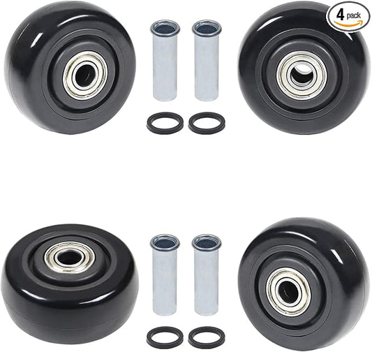 4Pcs 3 Inch Push Cart Wheels PU Caster Wheel Transport Rolling, Cargo Elevator Front Wheels, Compatible for KW181 Wheels, Platform Trucks, Grill 3" x 1.25" Wheels 3/8" axle