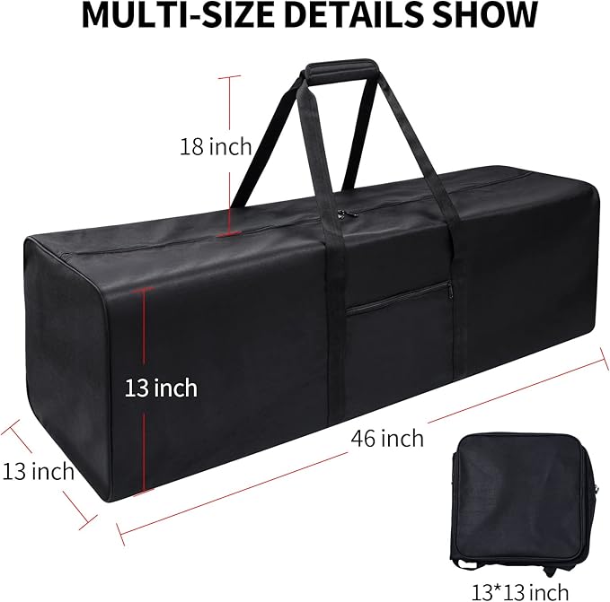 46 Inch Travel Duffle Bag Extra Large Sport Equipment Duffel Bags with 2-way Lockable Zippers(Black 46inch 2Pack)