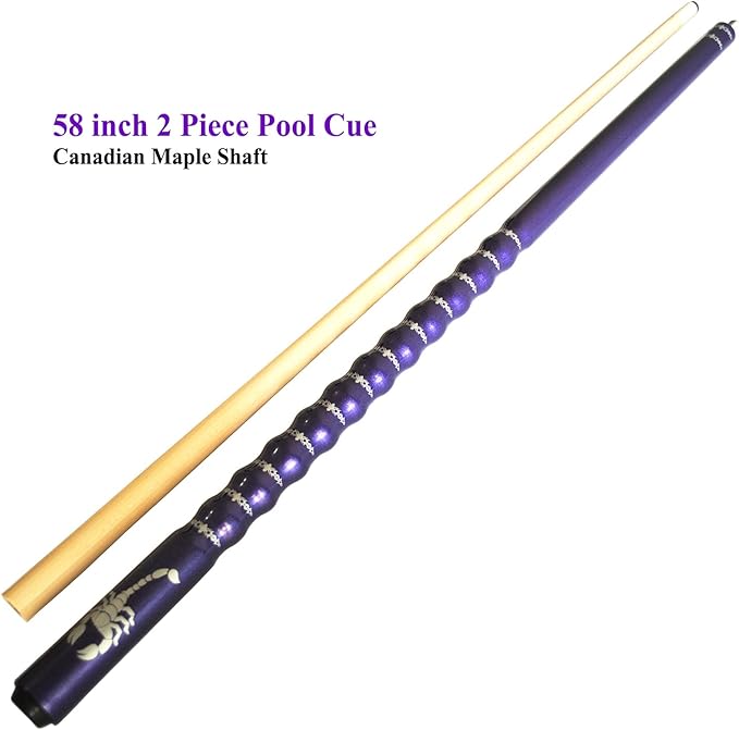 58" Pool Cue Stick,13mm 2-Piece Maple Hardwood Ergonomic Design Billiard Cues Kit,19/20/21oz