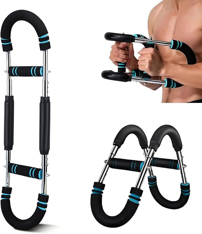 Adjustable Power Twister Bar 40-100lb, Home Gym Chest and Arm Workout Trainer with Ergonomic Foam Grip, Portable Muscle Strength Enhancer