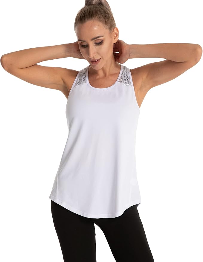Aeuui Womens Workout Tops for Women Racerback Tank Tops Mesh Yoga Shirts Athletic Running Tank Tops Sleeveless Gym Clothes