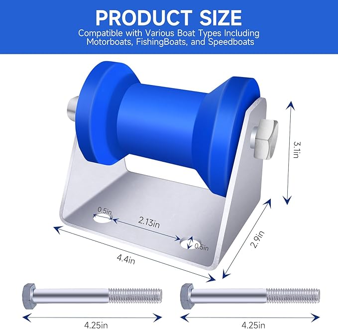 4INCH/5INCH Updated Boat Trailer Rollers with Brackets Blue Keel Roller Assembly Galvanized Steel