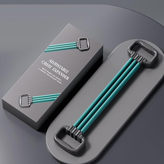 6-Pipe Chest Expander & Shoulder Stretcher - Adjustable Detachable Resistance Tubes for Home Gym, Rehab, Strength Training + Easy Workout Guide (Men/Women)