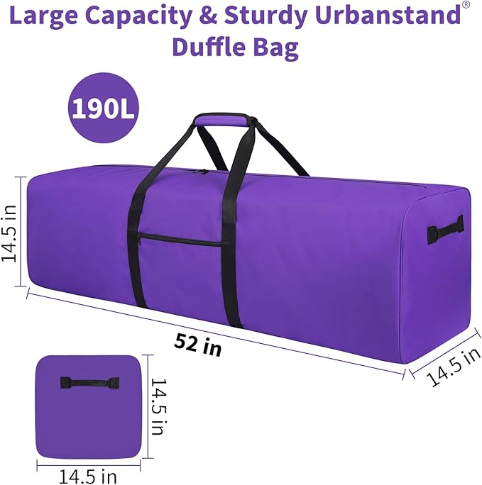 52 Inch Large Duffle Bag for Travel Camping Sport Equipment Storage Bag with 2-way Lockable Zippers Purple