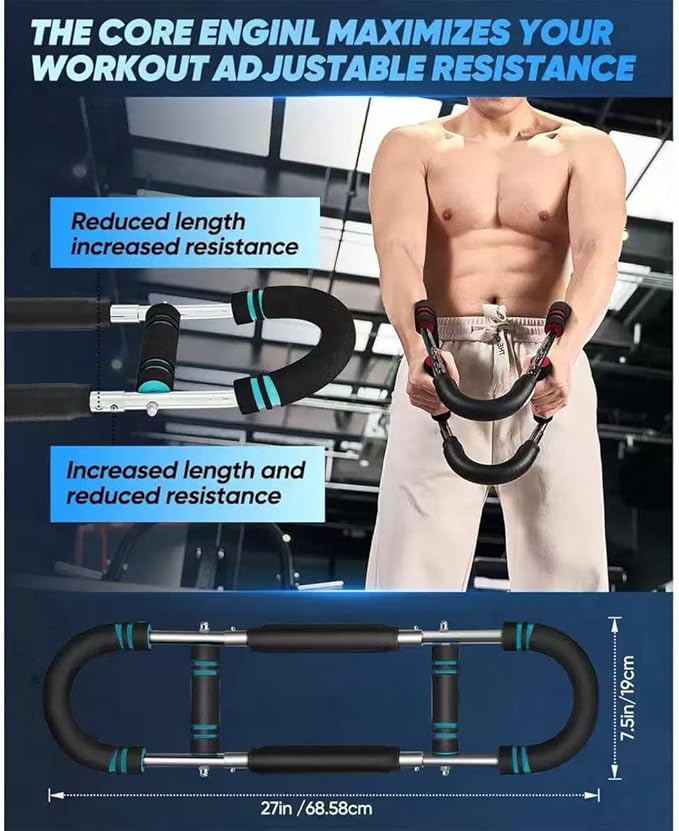 60-120lb Adjustable Twister Arm Trainer – Portable Detachable Chest , Arm Exerciser for Home/Gym/Travel, Full-Body Strength Training Equipment with Anti-Slip Grips