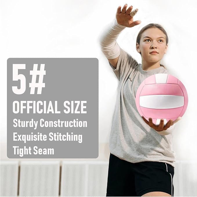 6 Pack Official Size 5 Synthetic Leather Volleyballs, Includes Pump and Net Bag, Volley Ball for Indoor and Outdoor Competition
