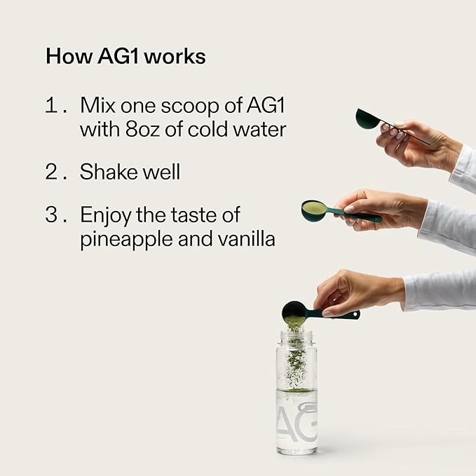 AG1 Greens Powder Supplement | Improve Gut Health | Multivitamin, Probiotic, Gluten Free, Vegan and Keto Friendly | Shaker & Scoop Included | 75 Vitamins (Athletic Greens), Classic Formula
