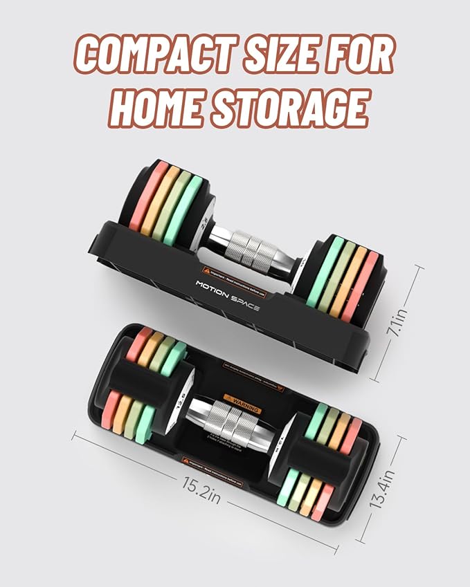 Adjustable Dumbbells Set 12.5LB/22.5LB Pair, 1-Sec Fast Adjustable 5 Weights by Turning Handle, Premium Comfort Non-slip Metal Dumbbells with Tray, Compact Size for Full Body Home Workout