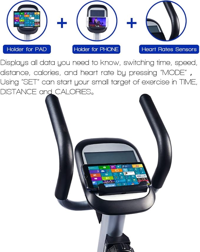 Adjustable Magnetic Indoor Cycling Bike with Tablet Mount & Comfortable Seat - 8-Level Resistance for Home Workouts