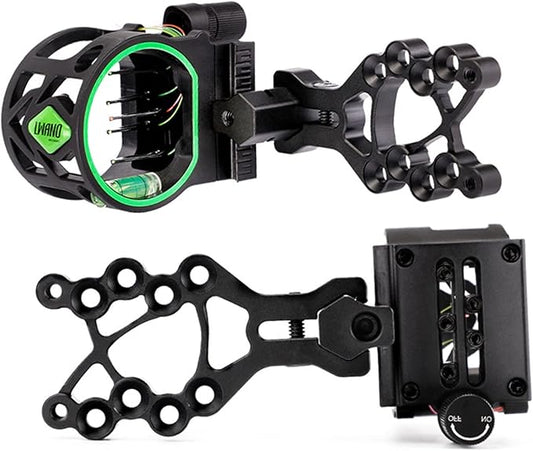 5 Pin Archery Bow Sight 0.019" Optical Fiber Compound Bow Sight Micro Adjustable Archery Sight for Right & Left Hand
