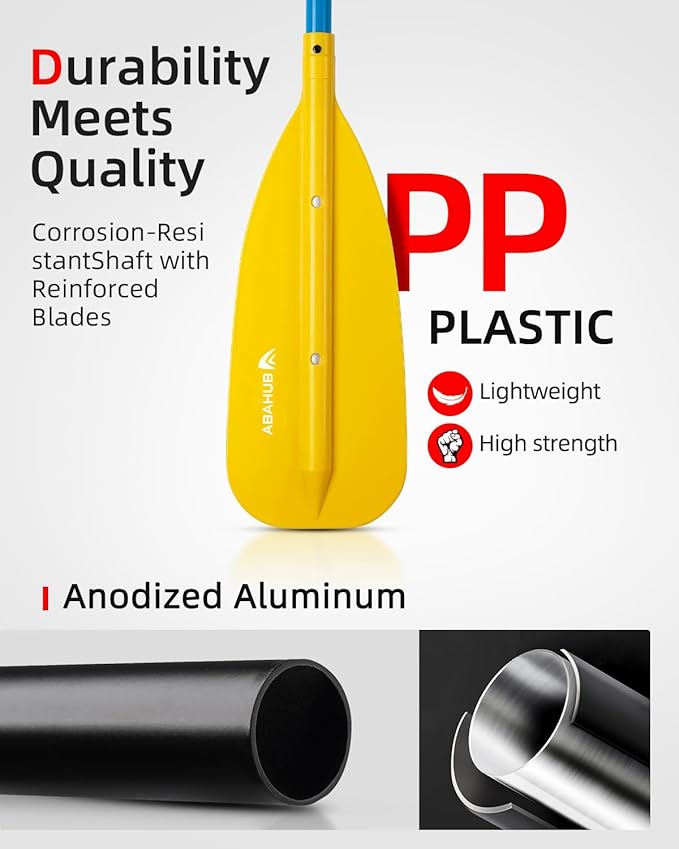 Abahub Adjustable Canoe Paddle Aluminum Shaft, 4'3''-5'3''/130cm-160cm, Floatable Oar for Canoeing Boating Kayaking