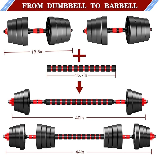 Adjustable-Dumbbells-Sets,Free Weights-Dumbbells Set of 2 Convertible To Barbell A Pair of Lightweight for Home Gym,Women and Men Equipment