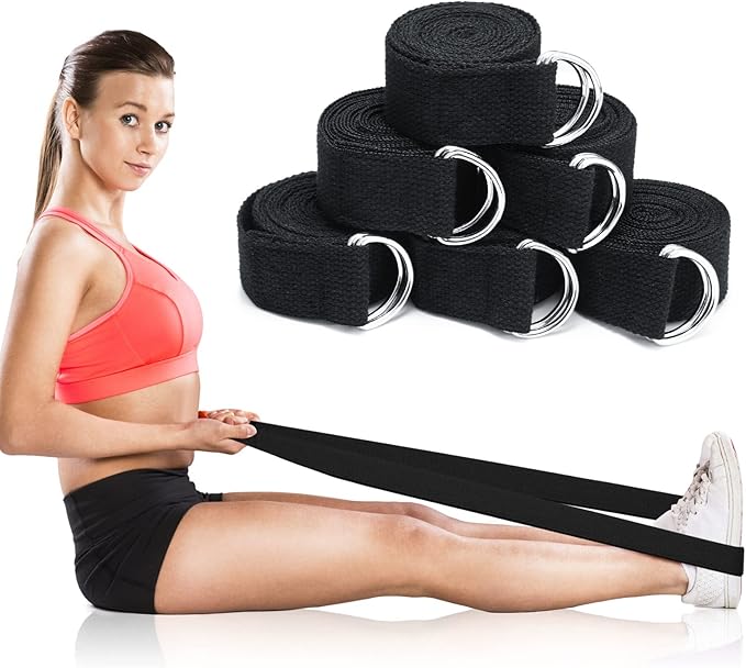 6 Pcs Yoga Strap for Stretching 8 Ft Yoga Exercise Adjustable Straps Bands with Safe Adjustable D Ring Buckle for Pilates Gym Workouts Fitness Improves Sitting Posture