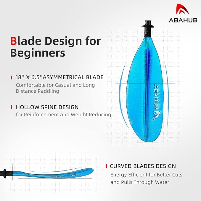 Abahub Kayak Paddle, 90.5 Inches Kayaking Oars for Boating, Canoeing with Free Paddle Leash, Aluminum Alloy Shaft Black/Blue/Green/Orange/Yellow Plastic Blades