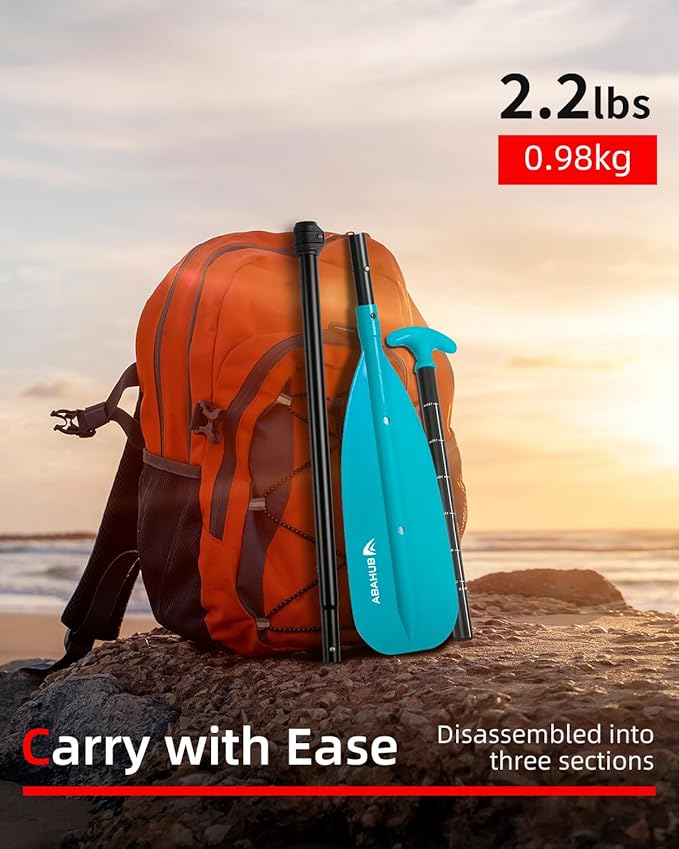 Abahub Adjustable Canoe Paddle Aluminum Shaft, 4'3''-5'3''/130cm-160cm, Floatable Oar for Canoeing Boating Kayaking