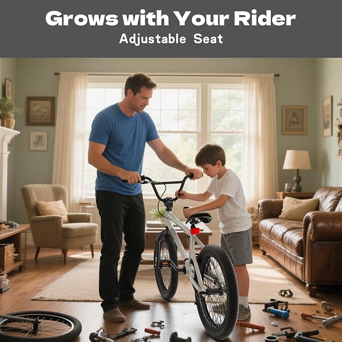 67i Boys BMX Bike 18/20 Inch Ages 8-12 Kids Bicycle with Front Rear U Brake Adjustable Seat Iron Fork 2.09" Wide Tires