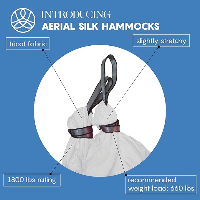 Aerial Silk Yoga Hammock & Swing for Home, Inversion Exercises, Starter Kit for All Levels - Durable with Extension Straps, Carabiners, and Pose Guide