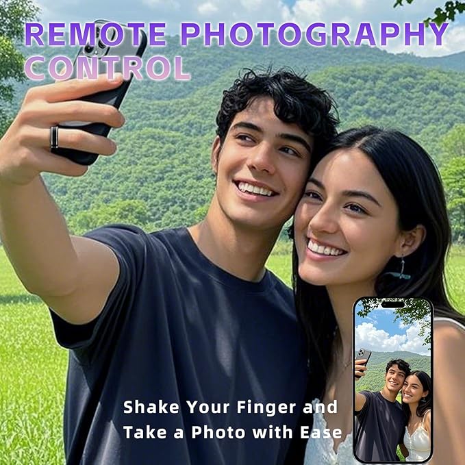 Activity Tracker Ring for Men – Smart Ring with Heart Rate, SpO2, Blood Pressure, Sleep Monitoring, Step & Calorie Counter, 5ATM Waterproof, No Subscription Fee (Black, 8)