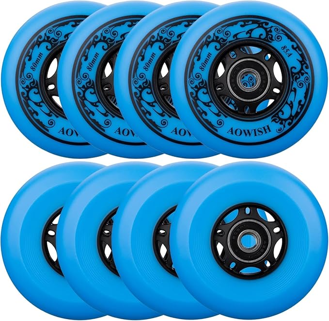 8-Pack Inline Skate Replacement Wheels 85A Outdoor Asphalt Formula Roller Blades Wheels Indoor Roller Blades Wheels with Bearings ABEC-9 & Floating Spacers