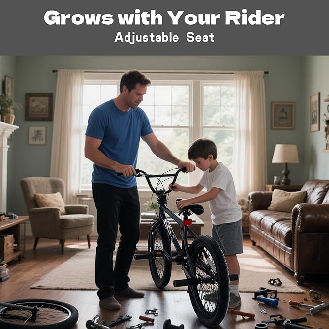 67i Boys BMX Bike 18/20 Inch Ages 8-12 Kids Bicycle with Front Rear U Brake Adjustable Seat Iron Fork 2.09" Wide Tires