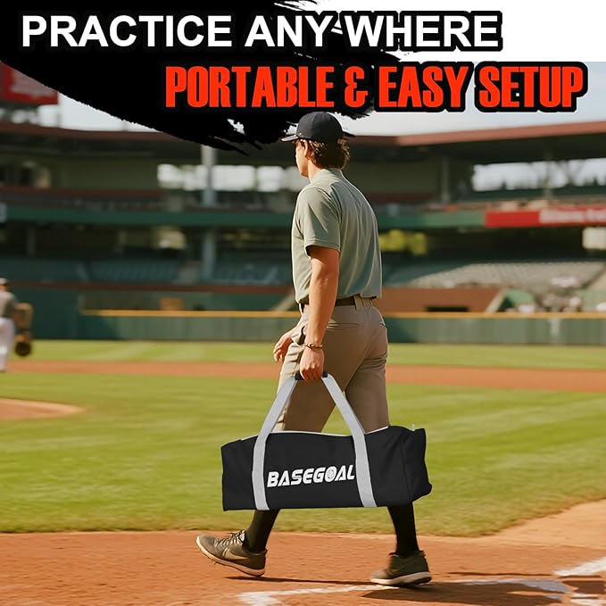 6'×6' Baseball Softball Practice Net,Baseball Backstop,with Batting Tee,Ball Caddy,for Hitting Pitching Batting Catching with Bow Frame,Bonus Strike Zone,Target,Portable and Foldable