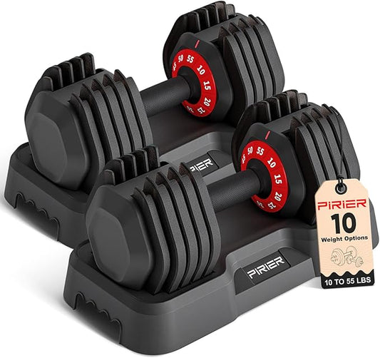 Adjustable Dumbbell Set 55LB Dumbbells Weight, 10-in-1 Weight Dumbbell with Anti-Slip Metal Handle and Bicep Supports for Comprehensive Full Body Strength Training